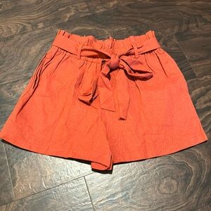 High waisted burnt orange shorts
